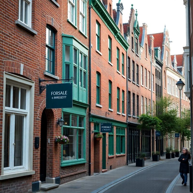 Maisons de ville brugeoises avec pancartes à vendre
